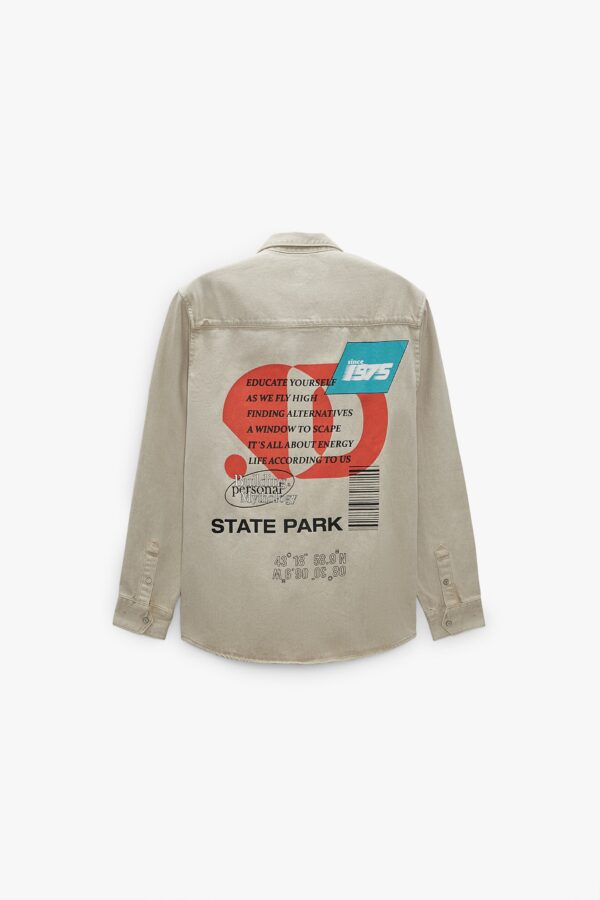 INDIGO DENIM OVER SHIRT STATE PARK PRINT