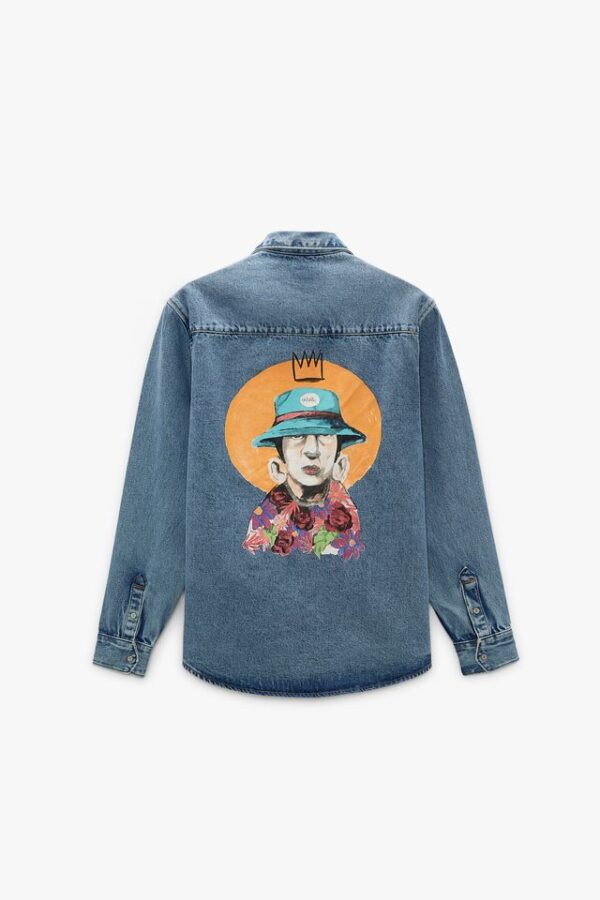 INDIGO DENIM OVER SHIRT HAT PRINT