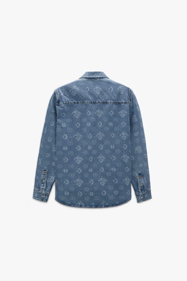 INDIGO DENIM OVER SHIRT LASER PRINT - Image 2