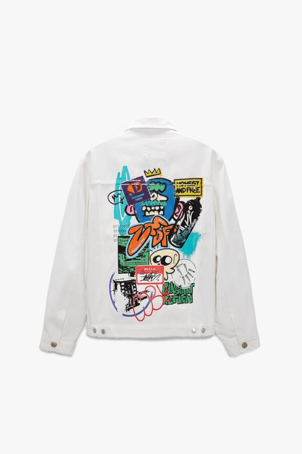 INDIGO DENIM OVER SHIRT GRAFFITI PRINT